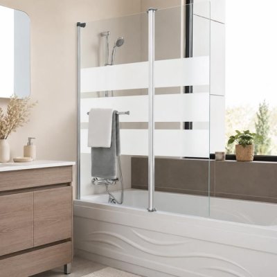 Pare-baignoire Missi avec 2 volets r&eacute;versibles