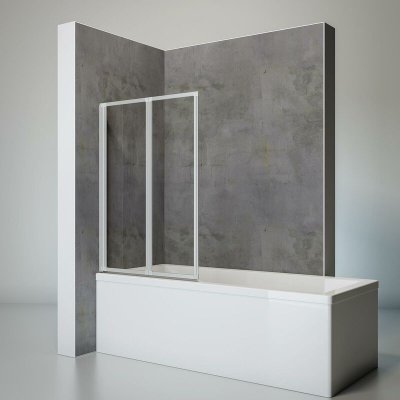 Pare-baignoire pivotant 2 volets l.87 x H.120 cm, chrome, Schulte