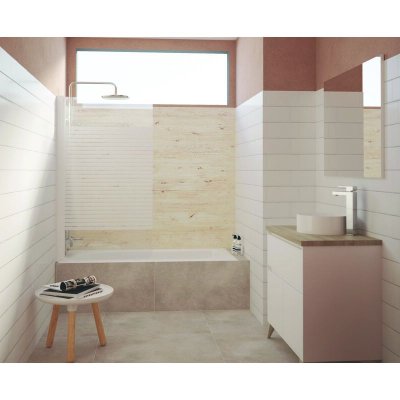 Pare-Baignoire Volet Simple S&eacute;rigraphi&eacute; Petites Bande, 4mm