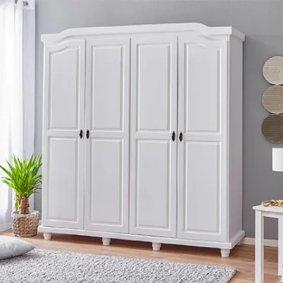 Paris Prix Armoire 4 portes 195,6x59,5x197,8 cm en bois de pin blanc