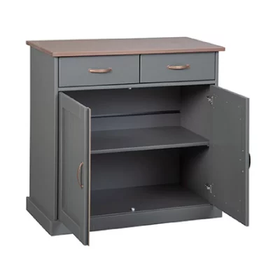 Paris Prix - Buffet 2 Portes & 2 Tiroirs zernan 90cm Gris 
