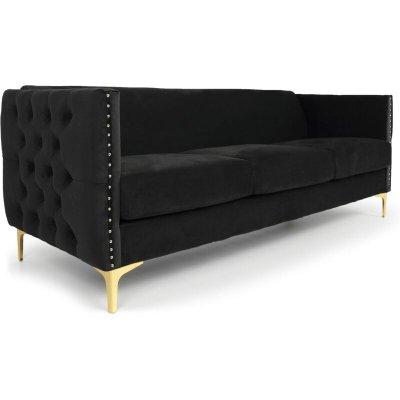COTECOSY Paris Prix - Canap&eacute; 3 Places En Velours suez 204cm Noir