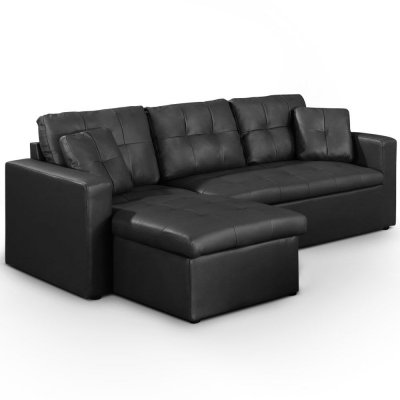 COTECOSY Paris Prix - Canap&eacute; D'angle Convertible corto 230cm Noir