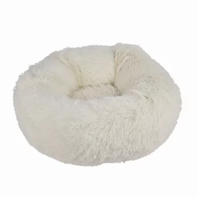LOVE STORY Paris Prix - Coussin Rond Pour Chien & Chat fluffy 55cm &eacute;cru
