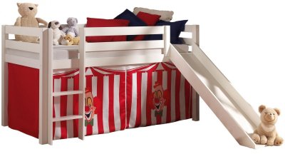 PARIS PRIX  - Lit Enfant Avec Toboggan pino Cirque 90x200cm Blanc
