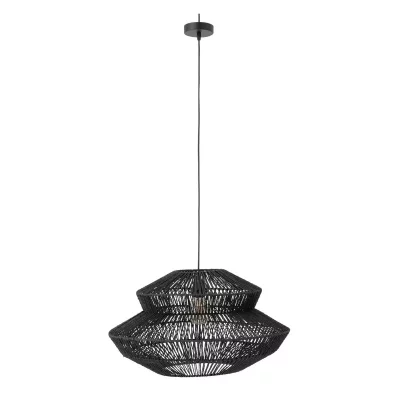 PARIS PRIX  Suspension corde m&eacute;tal - Noir