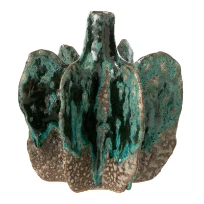 PARIS PRIX  Vase d&eacute;co en gr&egrave;s Naga - Bleu azur
