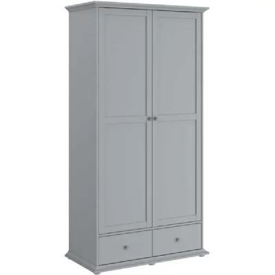 PARISOT Armoire 2 Portes Gris - L 104 x P 53 x H 202 cm - MANON 
