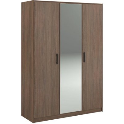 PARISOT AZUKA - Armoire 3 portes effet ch&ecirc;ne r&ocirc;ti - Miroir central