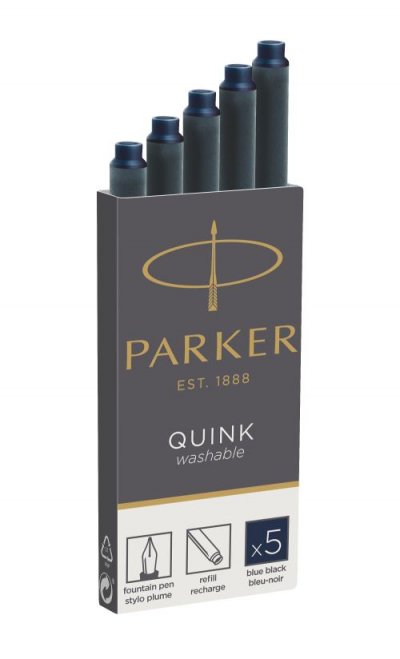 PARKER   cartouches d'encre longues quink, noir-bleu noir