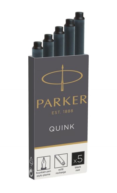 PARKER  Quink 5 cartouches longues stylo plume, encre noire