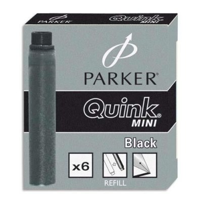 PARKER  Quink 6 cartouches courtes stylo plume, encre noire