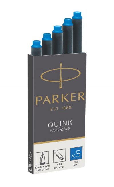 PARKER  Quink Washable Ink Cartridge 5 Units Bleu