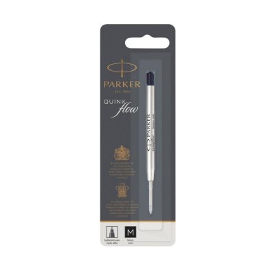 PARKER  recharge bille Quinkflow, pointe moyenne, noire, blister X 1