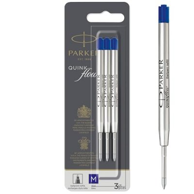 PARKER  Recharge pour stylo QUINKflow, M, blister de 3, bleu - Lot de 2