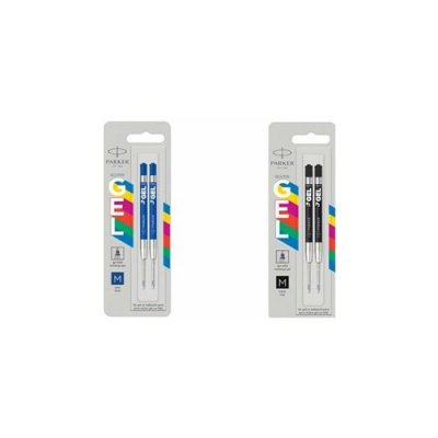 PARKER  Recharge QUINK Gel ECO, trac&eacute;: M, blister de 2, bleu - Lot de 4