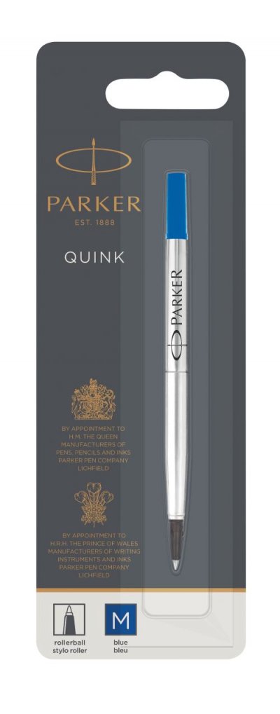 PARKER  recharge Stylo Roller, pointe moyenne, bleue, blister X 1