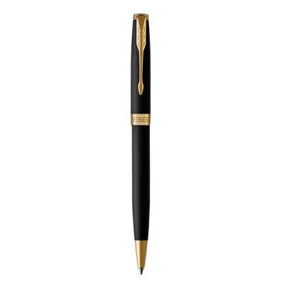 PARKER  Stylo Bille Sonnet Pte Moyenne Corps Noir Mat Attribut Dor&eacute;