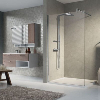 SIDER Paroi de douche fixe verre transparent - 120 cm - Lunes H - Novellini