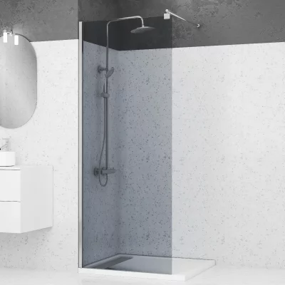 AURLANE Paroi douche &agrave; l'italienne - Verre fum&eacute; - 80x200cm