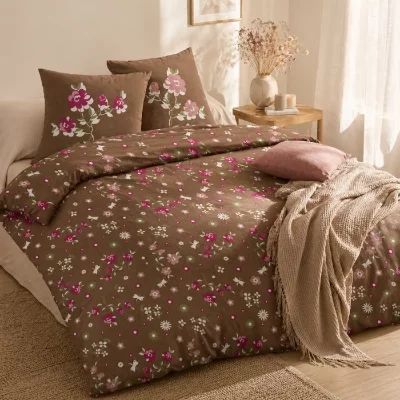 HOUSSE DE REVE Parure de couette coton Lea 220x240 cm Taupe