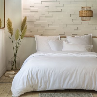 BEST INTERIOR Parure de couette coton percale unie Blanc 240x260cm - Blanc