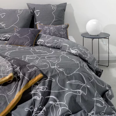 LES ATELIERS DU LINGE Parure de lit 2 personnes Nymphea avec housse de couette et taies d'oreiller Imprim&eacute;