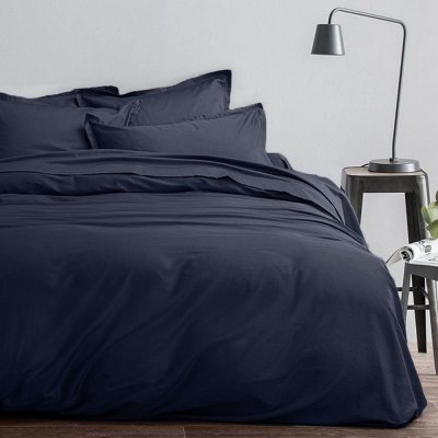 HOUSSE DE REVE Parure de lit 3 pi&egrave;ces satin de coton 220x240 cm indigo