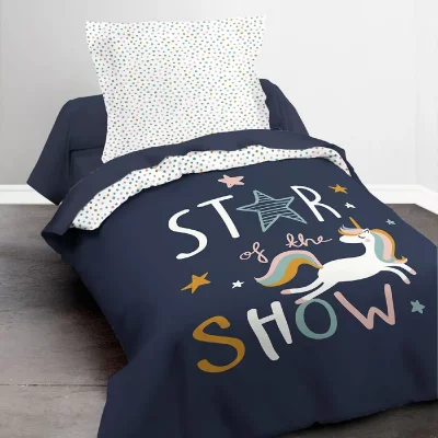 TODAY Parure de lit enfant Bleu 140x200 Home Collection 107949 - Bleu
