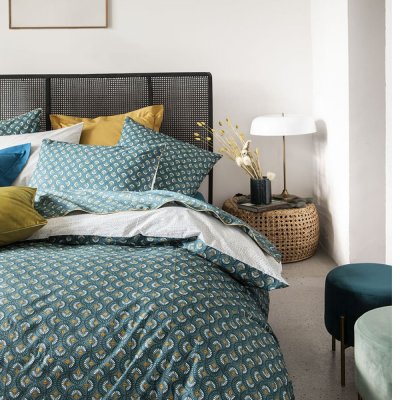 ESSIX Parure de lit Housse de couette 140x200 + taie carr&eacute;e bleu