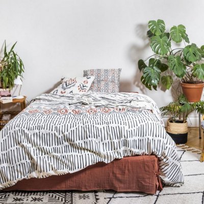 HOUSSE DE REVE Parure de lit housse de couette avec taie d'oreiller 100% Coton 57 fils Ethnic 200x200 cm