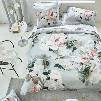 DESIGNERS GUILD Parure de lit PEONIA GRANDE ZINC en satin de coton - 