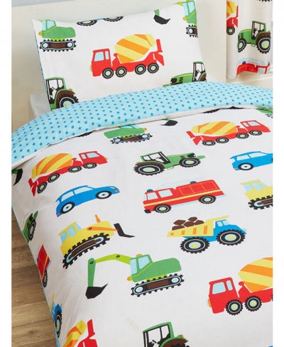 PRICE RIGHT HOME Parure de lit simple tracteur, voiture, camion - 120 cm x 150 cm
