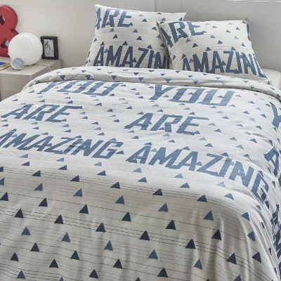 HOUSSE DE REVE Parure housse de couette coton bleu 220x240 cm