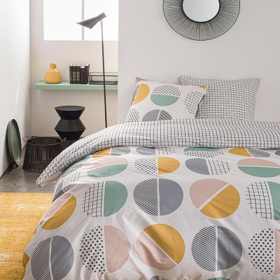 HOME COLLECTION Parure housse de couette en coton 57 fils LUNA