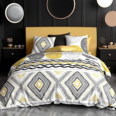 GENERIQUE Parure housse de couette Noir 240x220 Atelier Du Coton 857999 - Noir