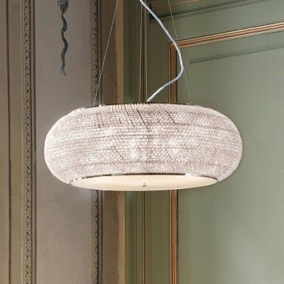 IDEAL LUX Pasha' - Luminaire suspendu &agrave; 10 ampoules au fini chrome avec cristaux, E14
