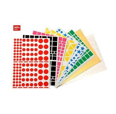 APLI Pastilles adh&eacute;sives formes g&eacute;om&eacute;triques et couleurs assorties - 60 feuilles