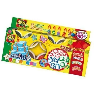 SES P&acirc;te &agrave; modeler coffret anniversaire avec moules