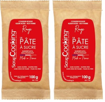 SCRAPCOOKING P&acirc;te &agrave; sucre 100 gr - Rouge -  - couleur variant