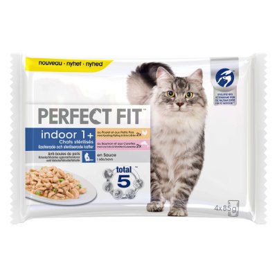 PERFECT FIT P&acirc;t&eacute;e au poulet et au saumon pour chat st&eacute;rilis&eacute; d'int&eacute;rieur +1