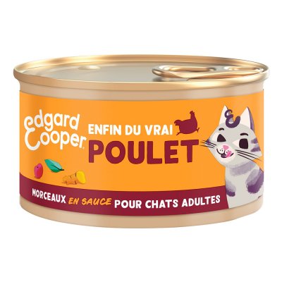 EDGARD & COOPER P&acirc;t&eacute;e en morceaux pour les chats adultes au poulet 85g Edgard cooper