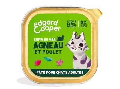  P&acirc;t&eacute;e pour chat adulte agneau et poulet 85g Edgard Cooper