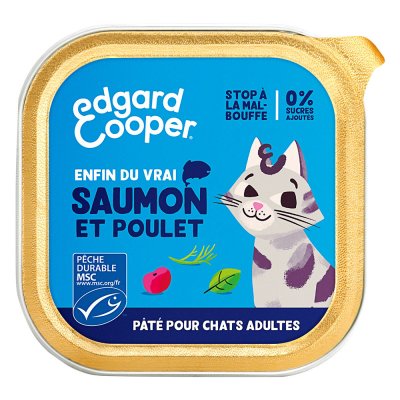 EDGARD & COOPER P&acirc;t&eacute;e pour chat adulte bio saumon et poulet 85g Edgard Cooper