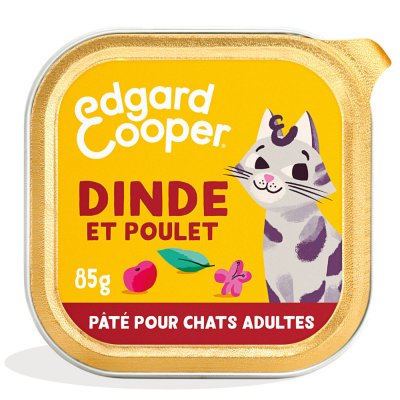 EDGARD & COOPER P&acirc;t&eacute;e pour chat adulte dinde et poulet 85g Edgard Cooper