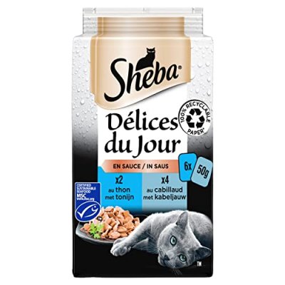 SHEBA P&acirc;t&eacute;e Pour Chat Aux Poissons  - Les 6 Sachets De 50 G