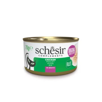 SCHESIR Patee pour chat avec Bouillon  Boite 70g 70g - Filet de poulet