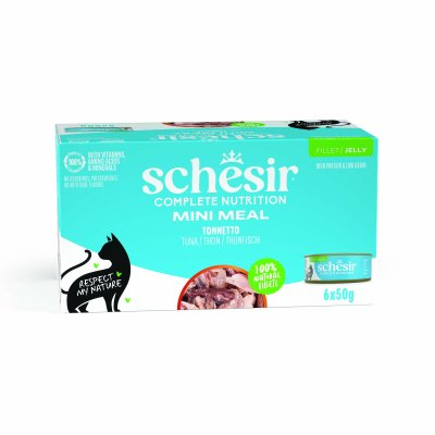 SCHESIR P&acirc;t&eacute;e pour chat  en gel&eacute;e - Lot de 6 bo&icirc;tes x 50 g Thon