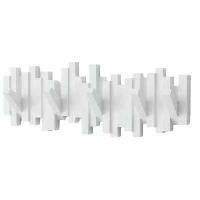UMBRA Pat&egrave;re murale blanc 5 accroches rabattables effet bois sticks