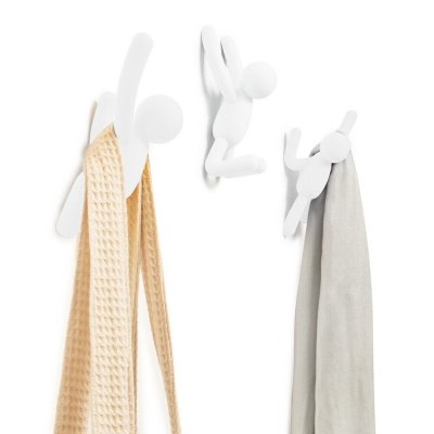 UMBRA Pat&egrave;re murale en plastique moul&eacute; bonhomme blanc (lot de 3) buddy